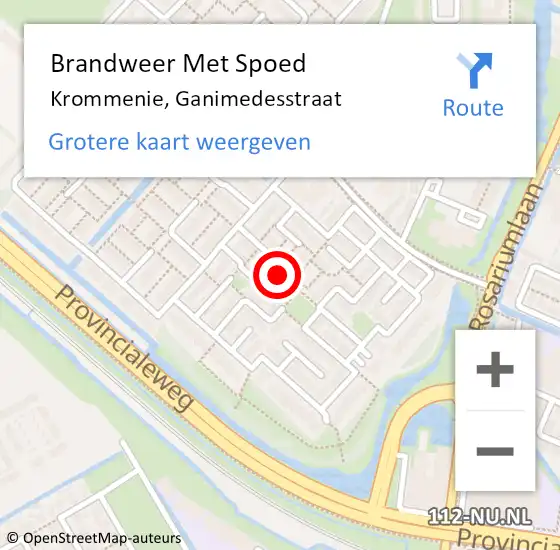 Locatie op kaart van de 112 melding: Brandweer Met Spoed Naar Krommenie, Ganimedesstraat op 23 maart 2023 17:43