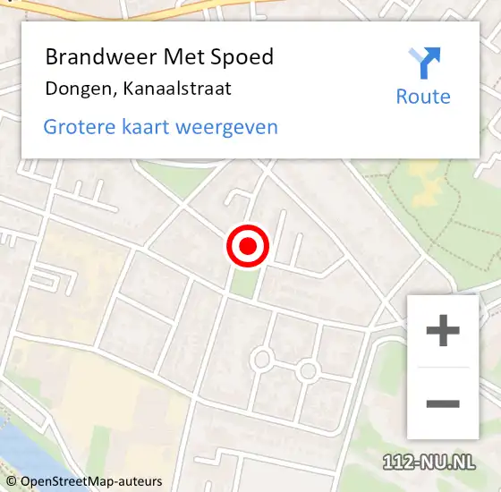 Locatie op kaart van de 112 melding: Brandweer Met Spoed Naar Dongen, Kanaalstraat op 23 maart 2023 17:46