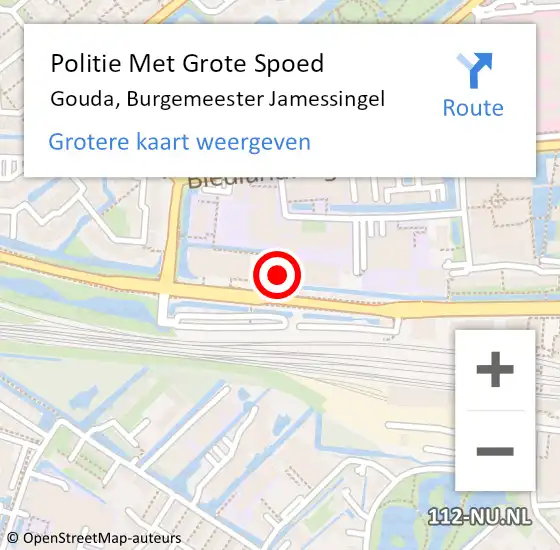 Locatie op kaart van de 112 melding: Politie Met Grote Spoed Naar Gouda, Burgemeester Jamessingel op 23 maart 2023 17:46