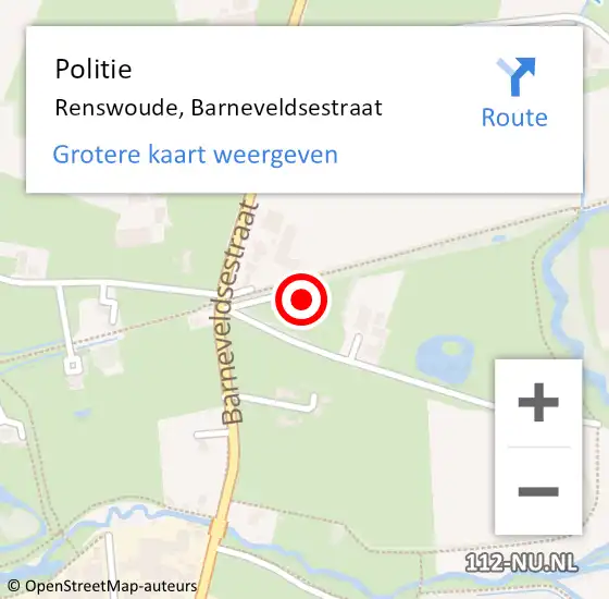 Locatie op kaart van de 112 melding: Politie Renswoude, Barneveldsestraat op 23 maart 2023 17:53