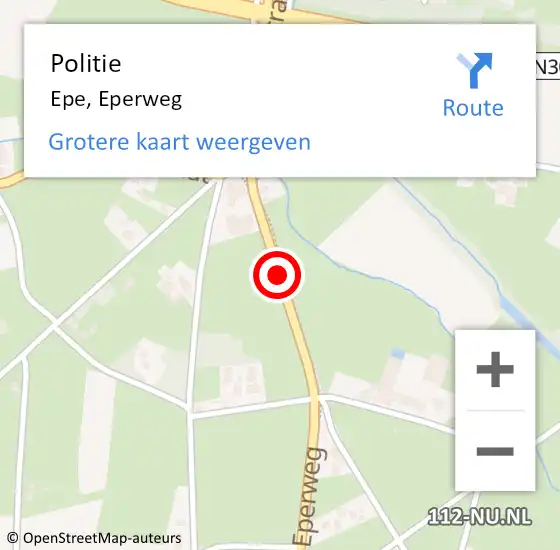 Locatie op kaart van de 112 melding: Politie Epe, Eperweg op 23 maart 2023 17:57