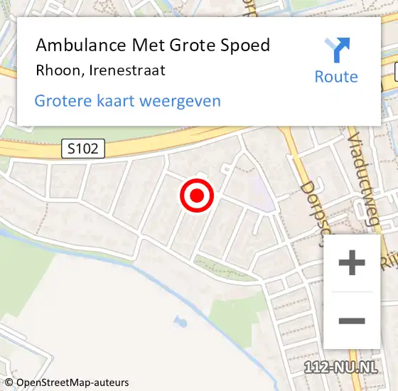 Locatie op kaart van de 112 melding: Ambulance Met Grote Spoed Naar Rhoon, Irenestraat op 23 maart 2023 18:00