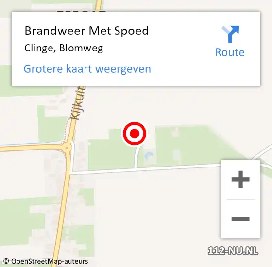 Locatie op kaart van de 112 melding: Brandweer Met Spoed Naar Clinge, Blomweg op 23 maart 2023 18:05