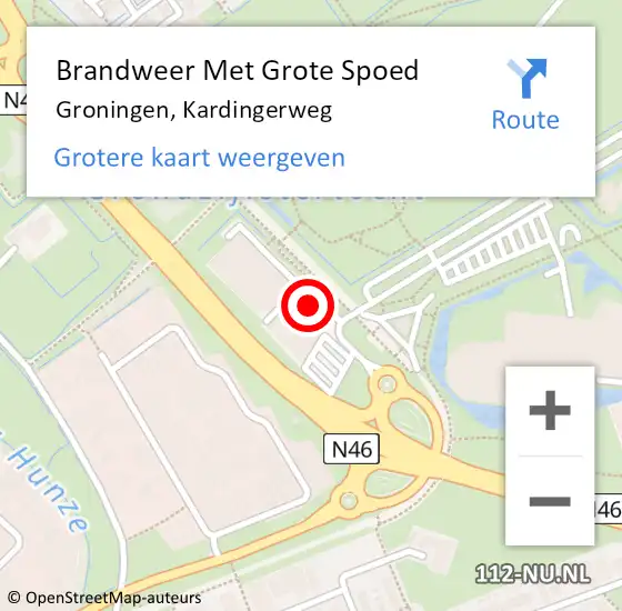 Locatie op kaart van de 112 melding: Brandweer Met Grote Spoed Naar Groningen, Kardingerweg op 23 maart 2023 18:13