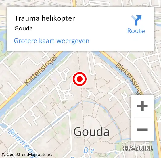 Locatie op kaart van de 112 melding: Trauma helikopter Gouda op 23 maart 2023 18:22