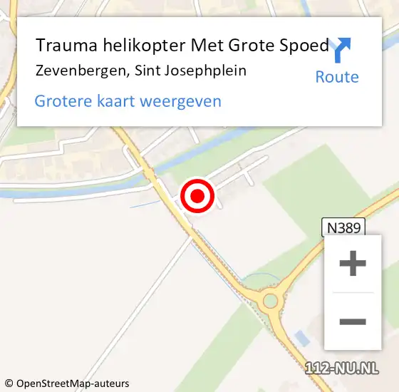 Locatie op kaart van de 112 melding: Trauma helikopter Met Grote Spoed Naar Zevenbergen, Sint Josephplein op 23 maart 2023 18:22