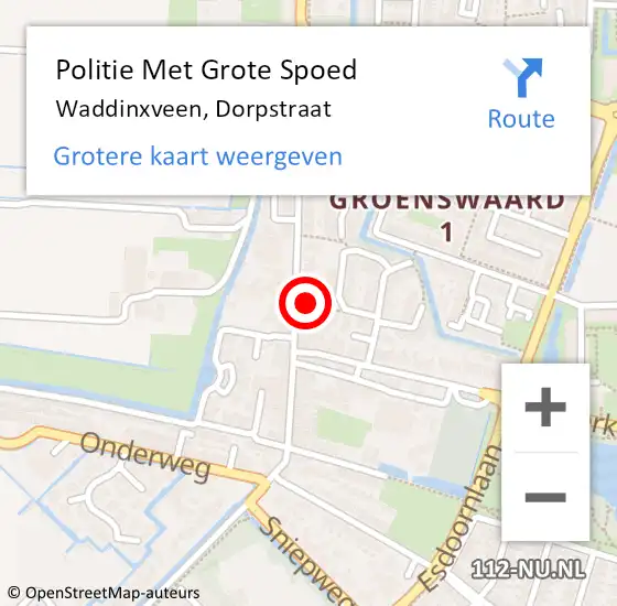 Locatie op kaart van de 112 melding: Politie Met Grote Spoed Naar Waddinxveen, Dorpstraat op 23 maart 2023 18:23