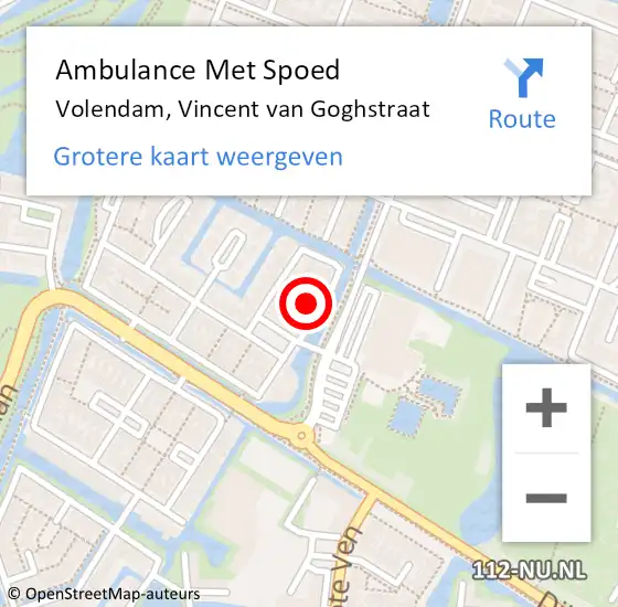 Locatie op kaart van de 112 melding: Ambulance Met Spoed Naar Volendam, Vincent van Goghstraat op 23 maart 2023 19:16