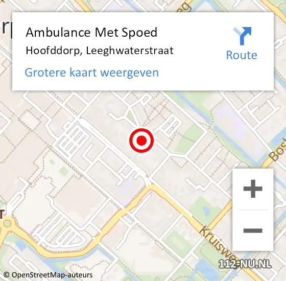 Locatie op kaart van de 112 melding: Ambulance Met Spoed Naar Hoofddorp, Leeghwaterstraat op 23 maart 2023 19:17