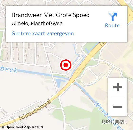 Locatie op kaart van de 112 melding: Brandweer Met Grote Spoed Naar Almelo, Planthofsweg op 23 maart 2023 19:39