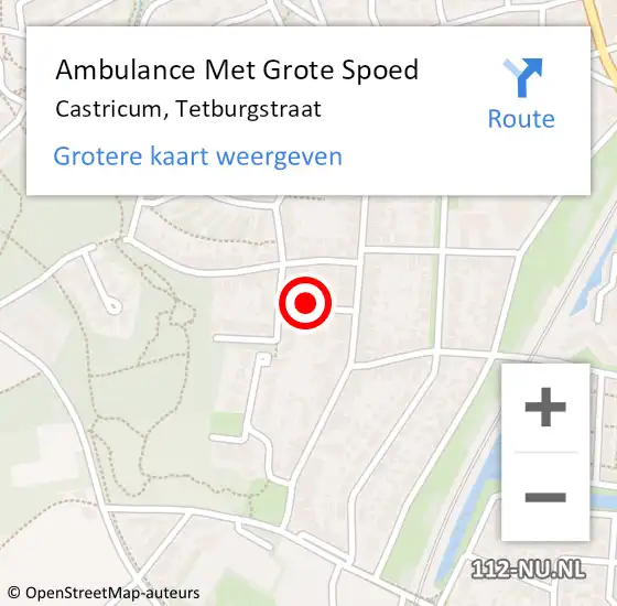 Locatie op kaart van de 112 melding: Ambulance Met Grote Spoed Naar Castricum, Tetburgstraat op 23 maart 2023 19:55