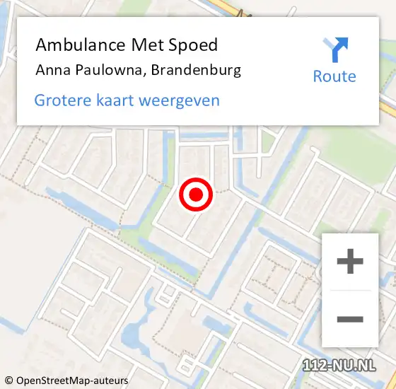 Locatie op kaart van de 112 melding: Ambulance Met Spoed Naar Anna Paulowna, Brandenburg op 23 maart 2023 20:03