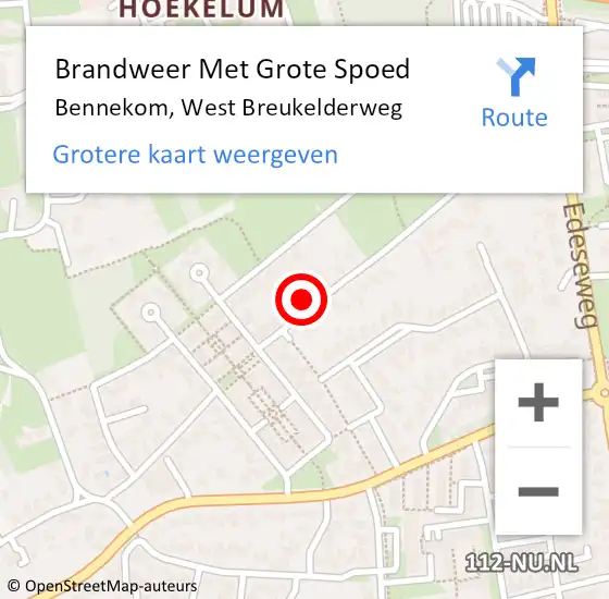 Locatie op kaart van de 112 melding: Brandweer Met Grote Spoed Naar Bennekom, West Breukelderweg op 23 maart 2023 20:05