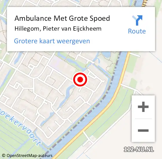 Locatie op kaart van de 112 melding: Ambulance Met Grote Spoed Naar Hillegom, Pieter van Eijckheem op 19 augustus 2014 23:11