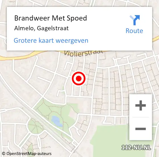 Locatie op kaart van de 112 melding: Brandweer Met Spoed Naar Almelo, Gagelstraat op 23 maart 2023 21:37