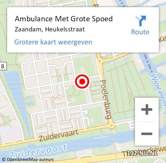 Locatie op kaart van de 112 melding: Ambulance Met Grote Spoed Naar Zaandam, Heukelsstraat op 23 maart 2023 21:54