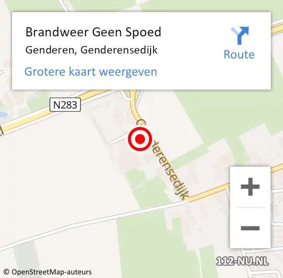 Locatie op kaart van de 112 melding: Brandweer Geen Spoed Naar Genderen, Genderensedijk op 23 maart 2023 22:26