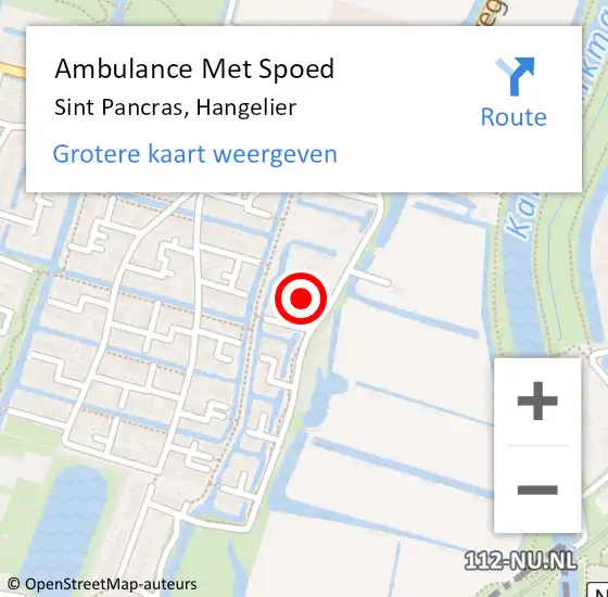 Locatie op kaart van de 112 melding: Ambulance Met Spoed Naar Sint Pancras, Hangelier op 19 augustus 2014 23:25