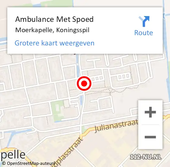 Locatie op kaart van de 112 melding: Ambulance Met Spoed Naar Moerkapelle, Koningsspil op 23 maart 2023 23:19