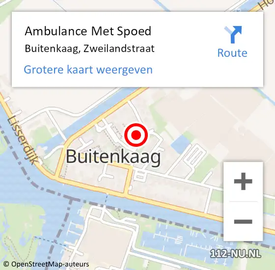 Locatie op kaart van de 112 melding: Ambulance Met Spoed Naar Buitenkaag, Zweilandstraat op 23 maart 2023 23:22