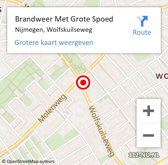 Locatie op kaart van de 112 melding: Brandweer Met Grote Spoed Naar Nijmegen, Wolfskuilseweg op 24 maart 2023 00:04