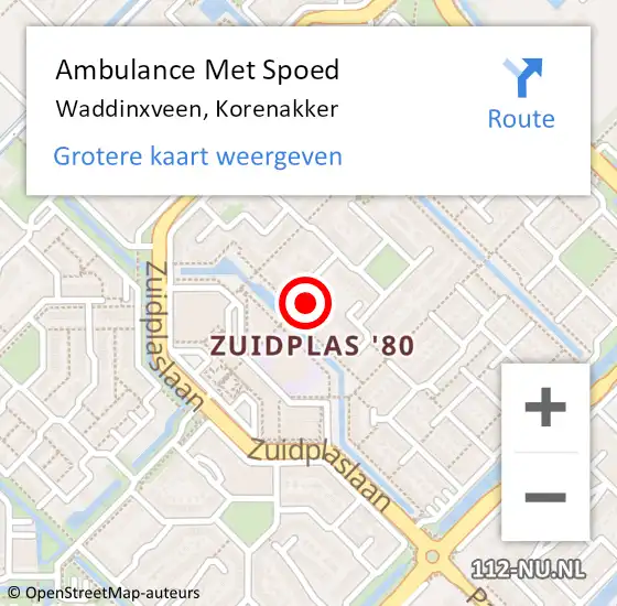 Locatie op kaart van de 112 melding: Ambulance Met Spoed Naar Waddinxveen, Korenakker op 24 maart 2023 03:30