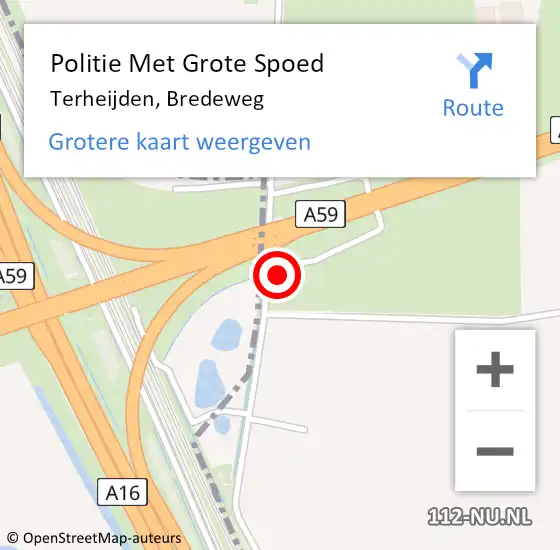 Locatie op kaart van de 112 melding: Politie Met Grote Spoed Naar Terheijden, Bredeweg op 24 maart 2023 03:36
