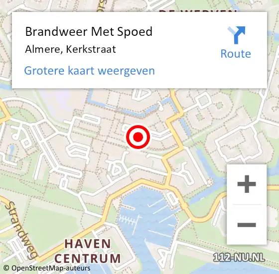 Locatie op kaart van de 112 melding: Brandweer Met Spoed Naar Almere, Kerkstraat op 24 maart 2023 04:19