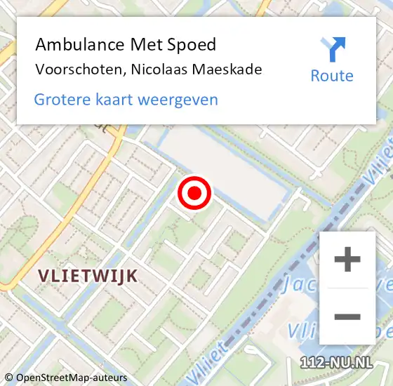 Locatie op kaart van de 112 melding: Ambulance Met Spoed Naar Voorschoten, Nicolaas Maeskade op 24 maart 2023 04:58