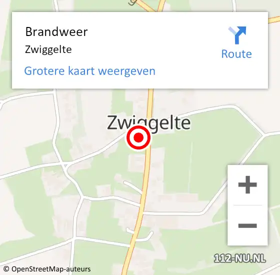 Locatie op kaart van de 112 melding: Brandweer Zwiggelte op 24 maart 2023 06:52