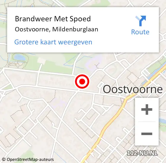 Locatie op kaart van de 112 melding: Brandweer Met Spoed Naar Oostvoorne, Mildenburglaan op 24 maart 2023 07:28