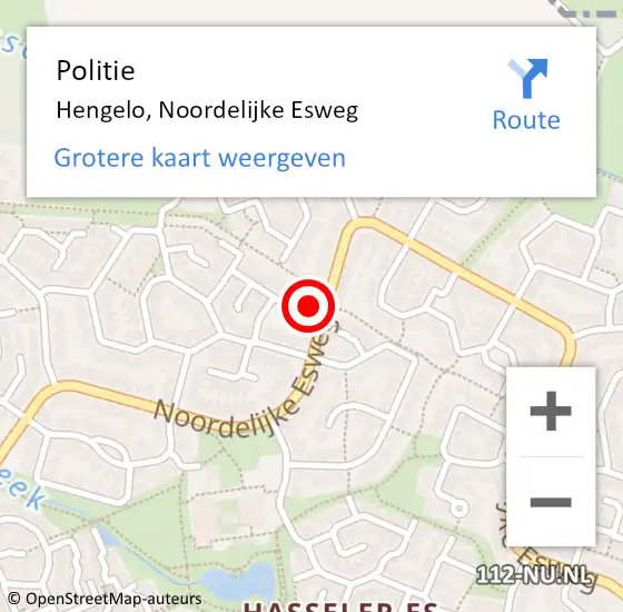 Locatie op kaart van de 112 melding: Politie Hengelo, Noordelijke Esweg op 24 maart 2023 07:35