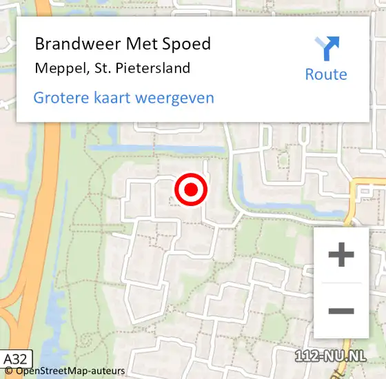 Locatie op kaart van de 112 melding: Brandweer Met Spoed Naar Meppel, St. Pietersland op 24 maart 2023 08:06