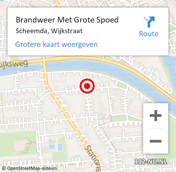 Locatie op kaart van de 112 melding: Brandweer Met Grote Spoed Naar Scheemda, Wijkstraat op 24 maart 2023 08:50