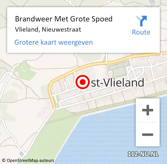 Locatie op kaart van de 112 melding: Brandweer Met Grote Spoed Naar Vlieland, Nieuwestraat op 24 maart 2023 09:28