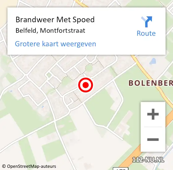 Locatie op kaart van de 112 melding: Brandweer Met Spoed Naar Belfeld, Montfortstraat op 24 maart 2023 09:45