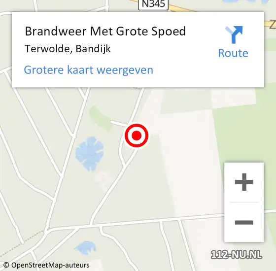 Locatie op kaart van de 112 melding: Brandweer Met Grote Spoed Naar Terwolde, Bandijk op 24 maart 2023 09:48