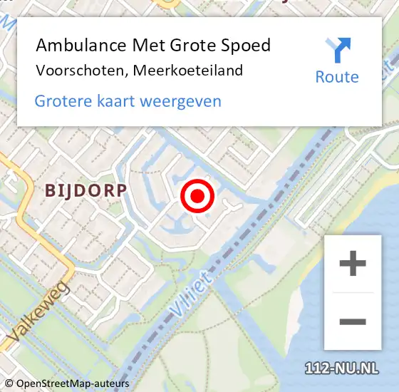 Locatie op kaart van de 112 melding: Ambulance Met Grote Spoed Naar Voorschoten, Meerkoeteiland op 24 maart 2023 09:48