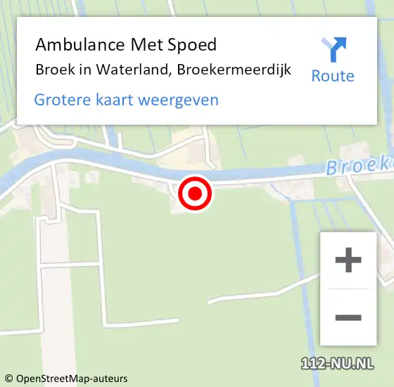 Locatie op kaart van de 112 melding: Ambulance Met Spoed Naar Broek in Waterland, Broekermeerdijk op 24 maart 2023 10:22