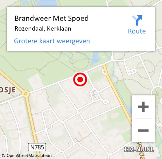 Locatie op kaart van de 112 melding: Brandweer Met Spoed Naar Rozendaal, Kerklaan op 24 maart 2023 10:25