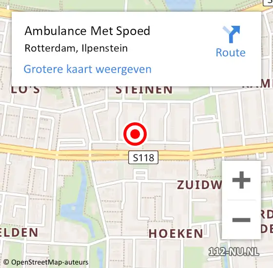 Locatie op kaart van de 112 melding: Ambulance Met Spoed Naar Rotterdam, Ilpenstein op 24 maart 2023 10:31