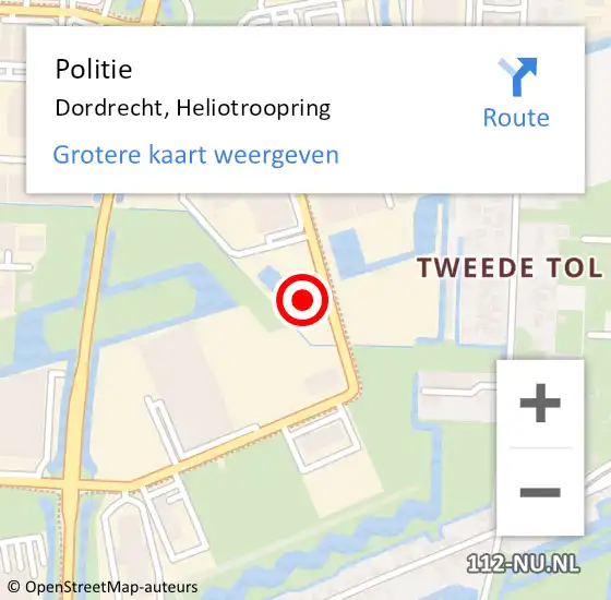 Locatie op kaart van de 112 melding: Politie Dordrecht, Heliotroopring op 24 maart 2023 10:33