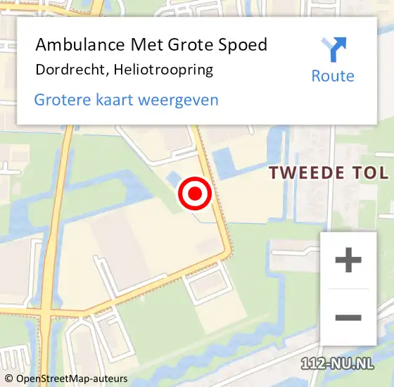 Locatie op kaart van de 112 melding: Ambulance Met Grote Spoed Naar Dordrecht, Heliotroopring op 24 maart 2023 10:34