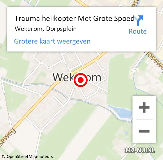 Locatie op kaart van de 112 melding: Trauma helikopter Met Grote Spoed Naar Wekerom, Dorpsplein op 24 maart 2023 10:34