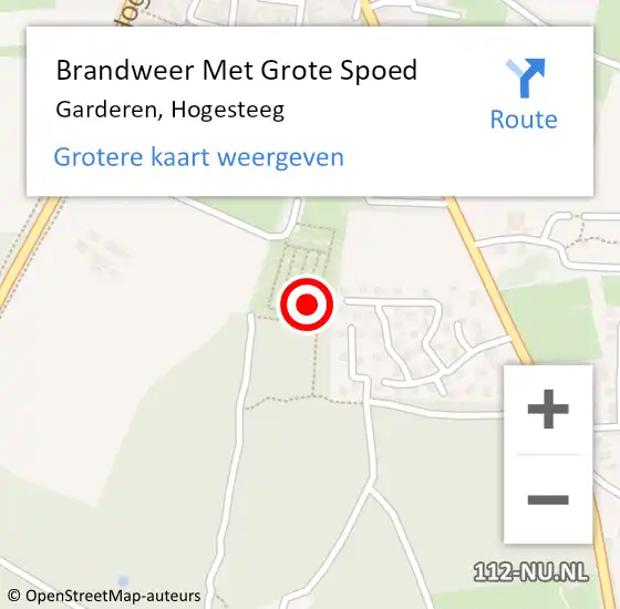 Locatie op kaart van de 112 melding: Brandweer Met Grote Spoed Naar Garderen, Hogesteeg op 24 maart 2023 10:38