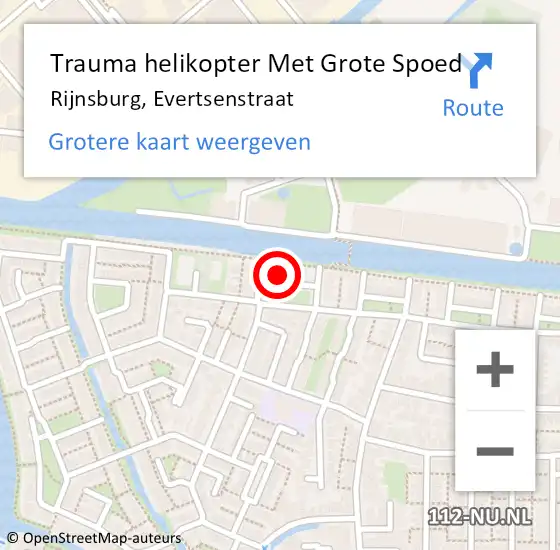 Locatie op kaart van de 112 melding: Trauma helikopter Met Grote Spoed Naar Rijnsburg, Evertsenstraat op 24 maart 2023 10:40