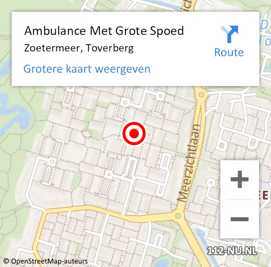 Locatie op kaart van de 112 melding: Ambulance Met Grote Spoed Naar Zoetermeer, Toverberg op 24 maart 2023 10:56