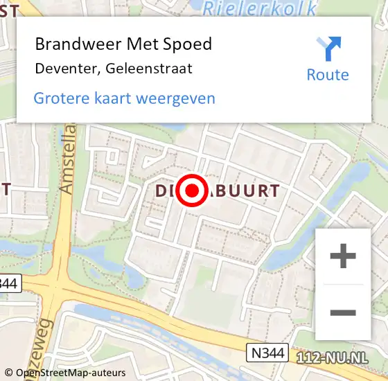 Locatie op kaart van de 112 melding: Brandweer Met Spoed Naar Deventer, Geleenstraat op 24 maart 2023 11:03