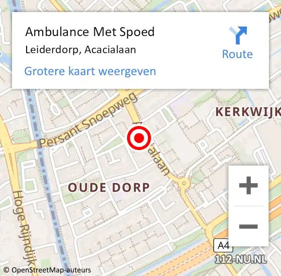 Locatie op kaart van de 112 melding: Ambulance Met Spoed Naar Leiderdorp, Acacialaan op 24 maart 2023 11:20