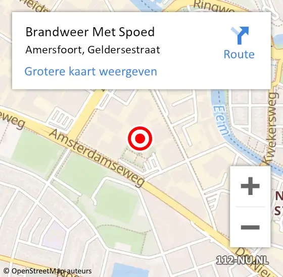 Locatie op kaart van de 112 melding: Brandweer Met Spoed Naar Amersfoort, Geldersestraat op 24 maart 2023 11:28